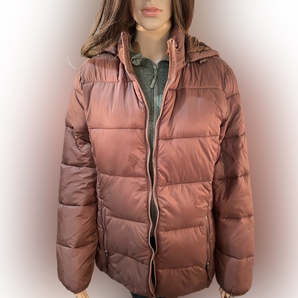 St. John’s Bay Brown Puffer Jacket, Soft and Comfortable - Picture 6 of 12